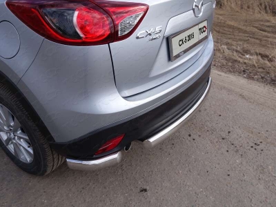 Защита заднего бампера уголки 75х42 мм ТСС для Mazda CX-5 2015-2021