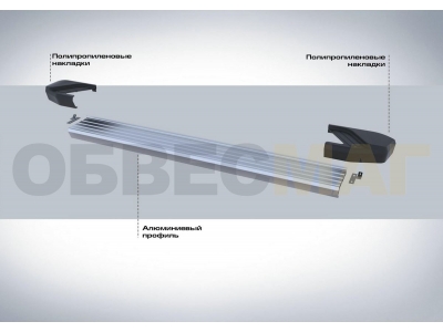 Пороги алюминиевые Rival Silver New для Volkswagen Teramont 2018-2021