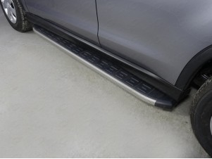Пороги алюминиевые ТСС с накладкой серые для Mitsubishi ASX № MITSASX17-11GR