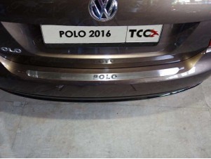 Накладка на задний бампер лист шлифованный надпись Polo для Volkswagen Polo № VWPOLO16-15