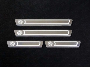 Накладки на пороги внешние лист шлифованный лого Volkswagen для Volkswagen Polo № VWPOLO16-22